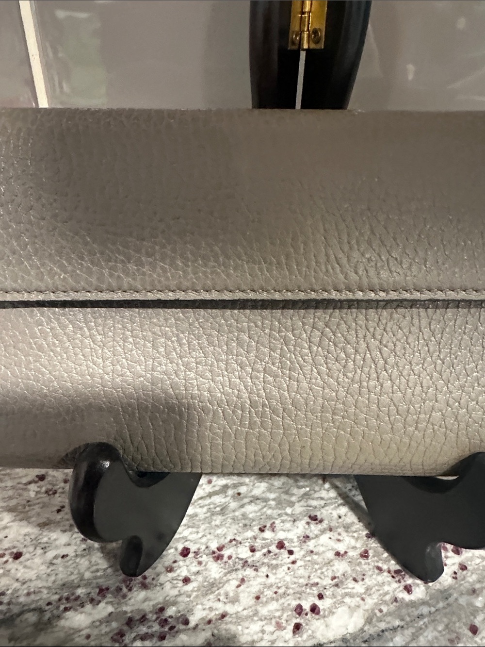 Gucci Gray  Pebbled Leather Wallet with Gold Logo with COA - Picture 2 of 13